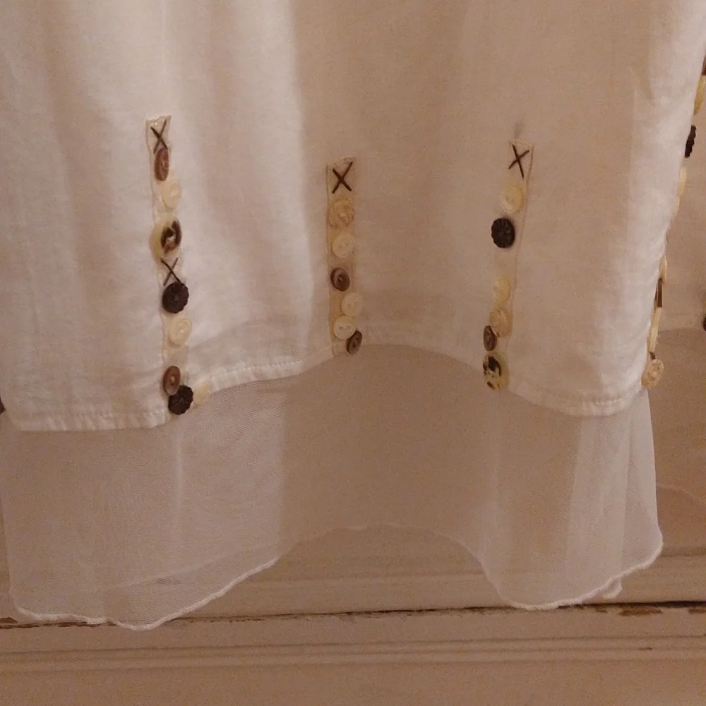 J Jill white cotton skirt with button embellishments Sz XS - Picture 2 of 9
